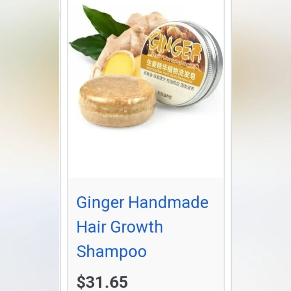 Organic ginger improve grow hair shampoo bar